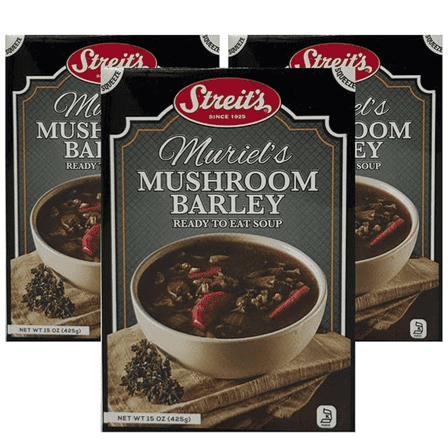 Streits Mushroom Barley Soup - Ready to Serve, Hearty Mushroom Soup, Kosher Certified, No MSG or Hydrogenated Oils, Vegan, Family Owned (15oz, Pack of 3)