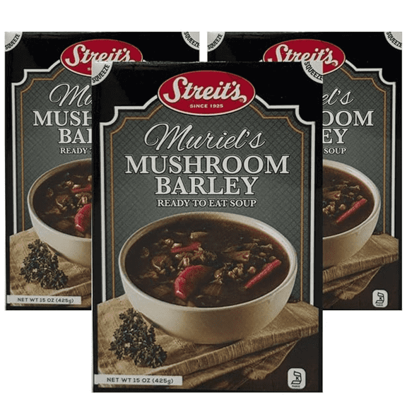 Streits Mushroom Barley Soup - Ready to Serve, Hearty Mushroom Soup, Kosher Certified, No MSG or Hydrogenated Oils, Vegan, Family Owned (15oz, Pack of 3)