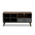 thumbnail image 3 of Baxton Studio Garrick Modern and Contemporary Two-Tone Grey and Walnut Brown Finished Wood 1-Drawer TV Stand, 3 of 7