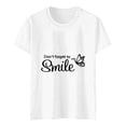 thumbnail image 3 of Alun Keep Happy T-Shirts for Women Summer Trendy Crew Neck Short Sleeves Graphic Tee Casual Relaxed Fit Soft Comfortable Daily Tops White XL, 3 of 3