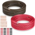 thumbnail image 1 of Kit de cables de calibre 8 (25 pies cada uno, rojo/negro), cable principal para automóvil, cable de batería, kit de cableado de amplificador, cable de alimentación y tierra, fusible de coche, 8AWG, 1 of 7