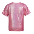 thumbnail image 2 of inhzoy Girls Boys Shiny Metallic Modern Dance Jazz Top Short Sleeve Shirt Dancewear,Sizes 3-16 Rose Red 6-7, 2 of 5