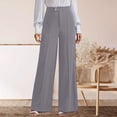 thumbnail image 2 of Htigea Womens Straight Leg Dress Pants High Waisted Button Pleated Business Trousers Solid Color Office Work Commute Pant Gray XL, 2 of 8