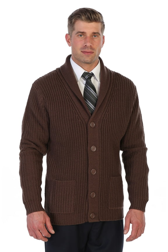 Mens Heavy Weight Shawl Collar Knitted Regular Fit Cardigan