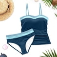thumbnail image 6 of IYYVV Bandeau Tankini Swimsuits For Women - Two Piece Ruched Tummy Control Bathing Suit Strapless Modest Swimwear With Bottoms Navy M, 6 of 6