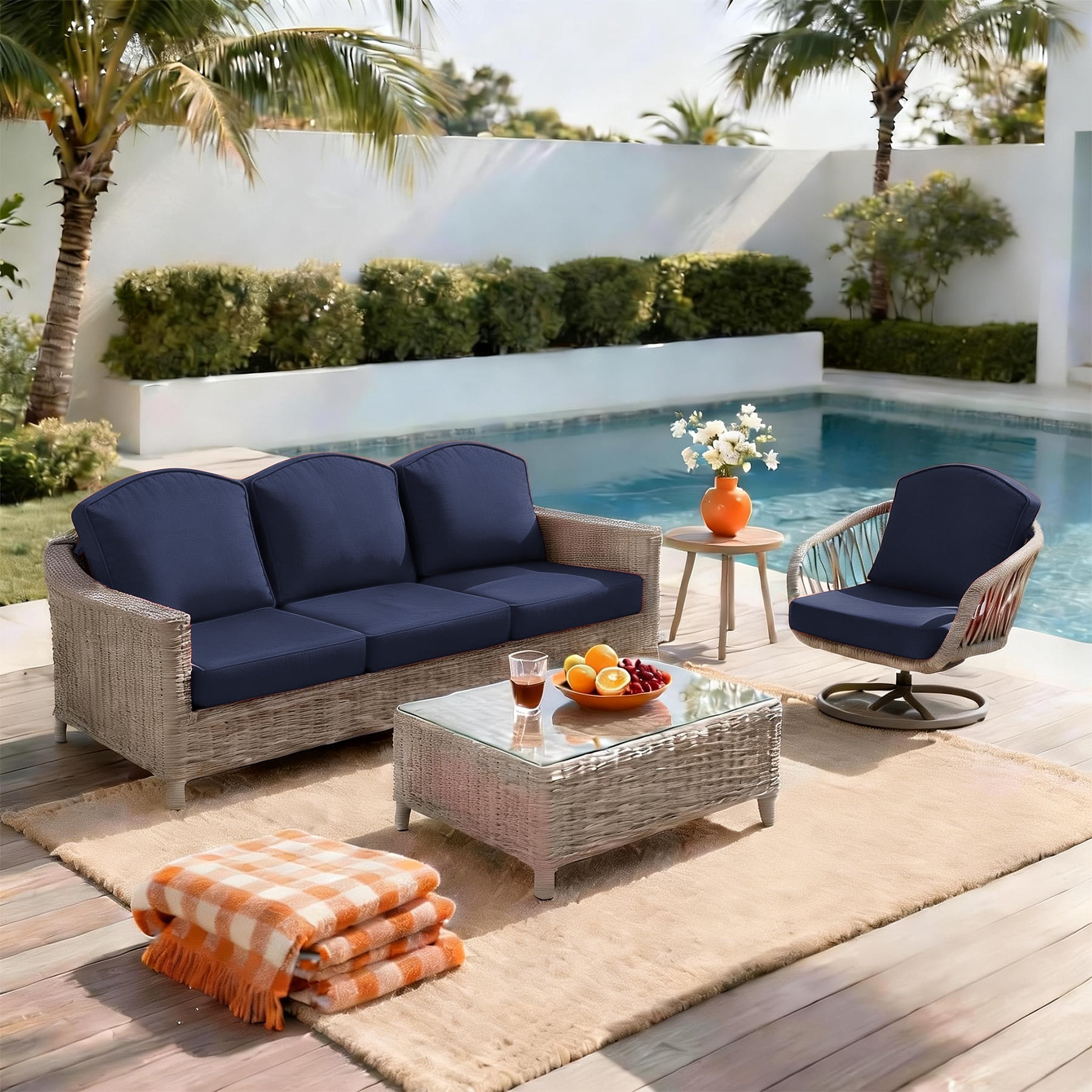 Goodgoods 20" x 21.5" Indoor & Outdoor Deep Seat Chair Cushions with Fasteners, Water & Fade Resistant, Sky