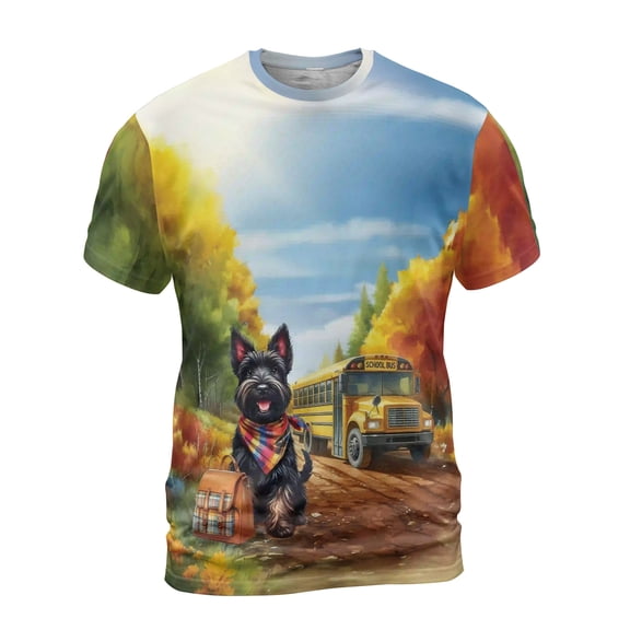 Goodbye Summer Scottish Terrier Hello Fall Time for School All Over Print 3D Shirt Unisex Merch Scottie Dog Lover Gifts - 02014