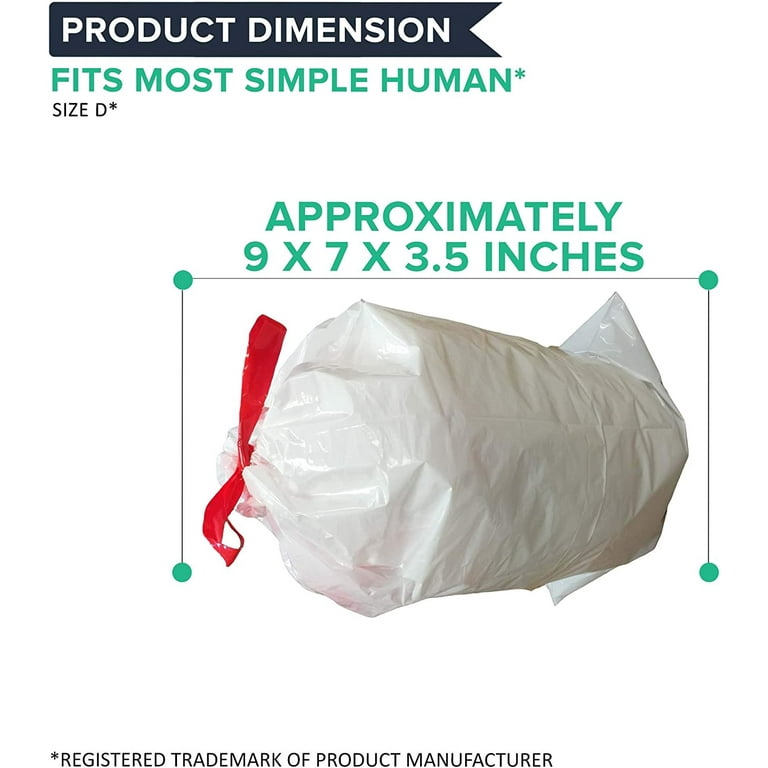 10pk Replacement Durable Garbage Bags, Fits Simplehuman® 'size “D”', 20L /  5.2 Gallon 