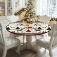 thumbnail image 3 of YOPINCO Round Fitted Tablecloth Spandex Stretch Table Cover Christmas Tree Pattern Tablecloth Elastic Edge Design Perfect for Winter Home Kitchen Dining Tables 48inch, 3 of 12
