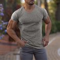 thumbnail image 5 of Yaoyar Mens Solid Color Compression Training Stretch Short Sleeve V-Neck Performance Top Athletic Fit Quick Dry Workout V Neck Shirt, 5 of 8