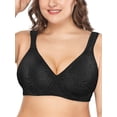 thumbnail image 3 of Deyllo Women's Wireless Bras Plus Size No Wire Non Padded Full Coverage Minimizer Bra, Black 38DDD, 3 of 9