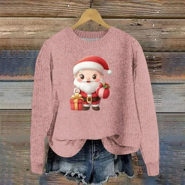 Womens Christmas Sweater Women Sweater Round Neck Long Sleeve Christmas Sweater with Casual and Comfortable Fit