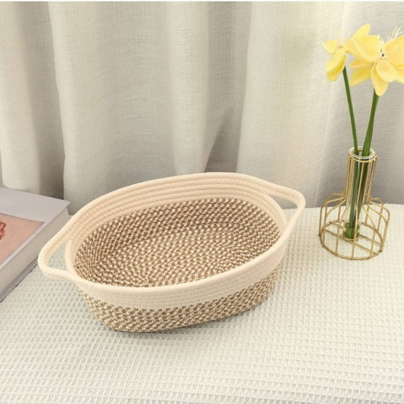 Storage Basket, Staron 2026 Large Capacity Cotton Rope Woven Basket, Multicolor Oval Toy Snack Storage with Handle Machine Washable