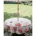 thumbnail image 2 of Outdoor Tablecloth with Umbrella Hole Zipper Pink Hydrangea Round Tablecloth 54" Waterproof Outside Table Cloth Farm Florals Butterflies Botanical Flowers Patio Table Cover Tablecloths for Picnic, 2 of 8