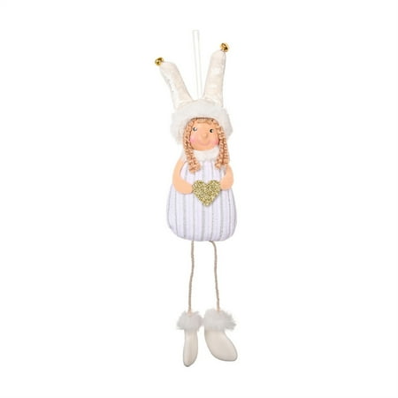 

Cute Girls Christmas Pendant Wearing Hats with Golden Bells Christmas Tree Hanging Decor Pink