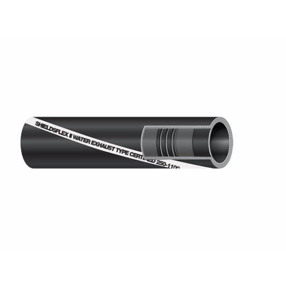 Sierra Marine Marine Exhaust Hose 16-250-0344 Shieldsflex II 250 Series; 3/4 Inch Inside Diameter; 1-1/16 Inch Outside Diameter; 12-1/2 Foot Length; Synthetic Rubber; Black; For Marine Applications