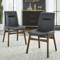 thumbnail image 3 of TMS Vance 3 Piece Square Dining Furniture Set, Seats 2, 30" high Table, Walnut with Black Faux Leather Chairs, 3 of 5