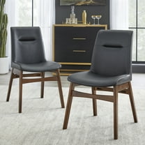 TMS Vance Mid-Century Faux Leather Dining Chair, Set of 2, Black/Walnut