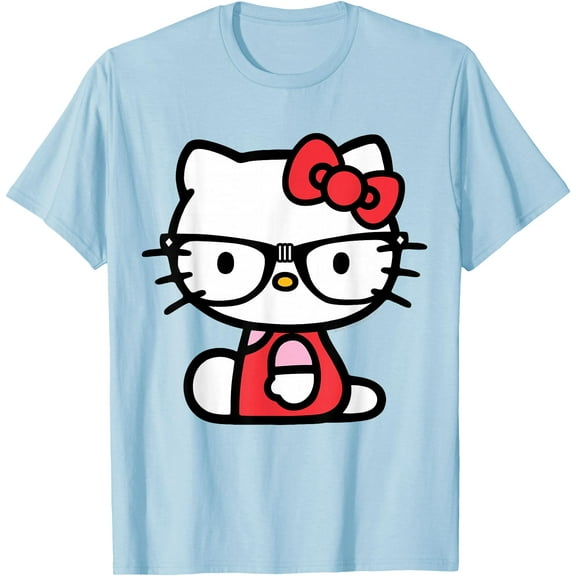 Hello Kitty Nerd Glasses DTG Print Unisex T-Shirt