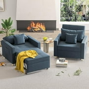 YODOLLA 3-in-1 Futon Convertible Sleeper Sofa Bed Chair for Living Room,Pull Out Couch in Navy Blue