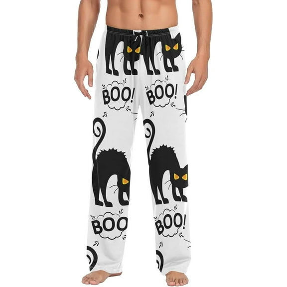 GZHJMY Halloween Black Cat Pajama Pants For Men, Men's Separate Bottoms, Lounge Pants with Pockets, Christmas New Year Birthday Gifts, X-Large, Christmas New Year Birthday Gifts, X-Large