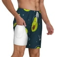 thumbnail image 3 of Balery Avocado in Space Mens Swim Trunks Swim Shorts for Men Quick Dry Inseam Beach Shorts with Compression Liner Pocket-XX-Large, 3 of 9