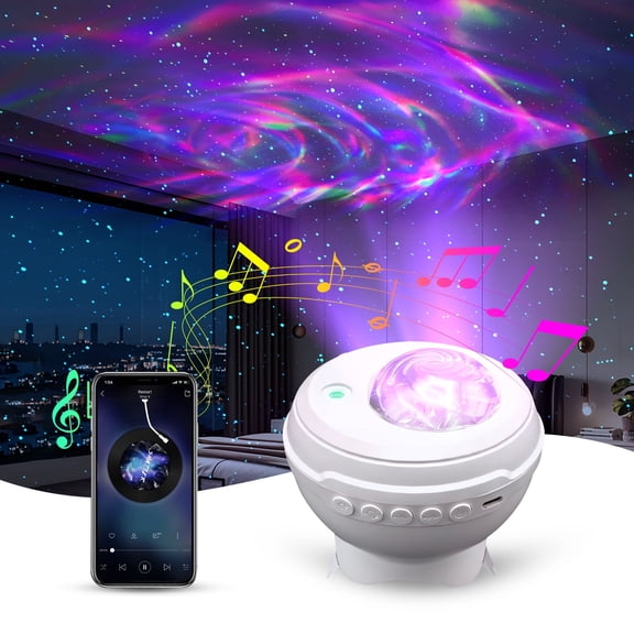 VOLIVO Color Changing Aurora LED Projector with Bluetooth Speaker, Starry Night Light with Remote Control for Kids Room Decor