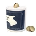 thumbnail image 3 of Saying Piggy Bank, Frame with Sleeping Ghost Text on Dark Blue Backdrop, Ceramic Coin Bank Money Box for Cash Saving, 3.6" X 3.2", Pale Grey Dark Blue, by Ambesonne, 3 of 4