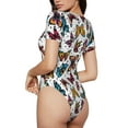 thumbnail image 4 of Uemuo Cute Butterfly Pattern Women's One Piece Short Sleeve Swimsuit Rash Guard Surfing Modest Quick-drying Swimsuit Beach Essentials-Large, 4 of 9
