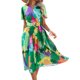 thumbnail image 1 of Vestir Falda de playa con estampado floral Cinturón Decoración Midi Vestido de fiesta Uso diario (Verde S) Cgtredaw Para estrenar, 1 of 1