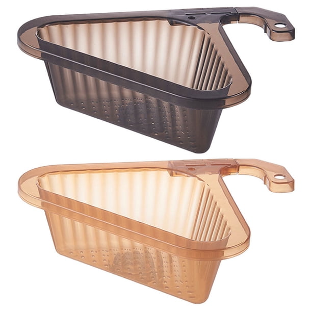 GOOHOCHY 2 cestas de drenaje para fregadero de cocina, soporte para esponja, cesta colgante triangular, cesta de esquina para fregadero