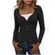thumbnail image 1 of Mujeres Básicas Manga Larga Tops Encaje Patchwork de Punto Blusa, Slim Fit Cuello U Base Camisa para Primavera Invierno, 1 of 9