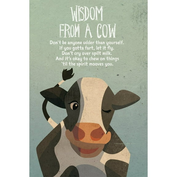 Tree-Free Greetings Just Because Greeting Card 12 Pack, 4x6, Cow Wisdom (FS64193)