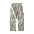 thumbnail image 5 of safuny Men's Pants Comfy Lounge Casual Striped Fashion Full Length Trousers Pajamas for Husband Boyfriend Son Home Clothes Loose Couple Air Conditioning Pants Khaki L, 5 of 7