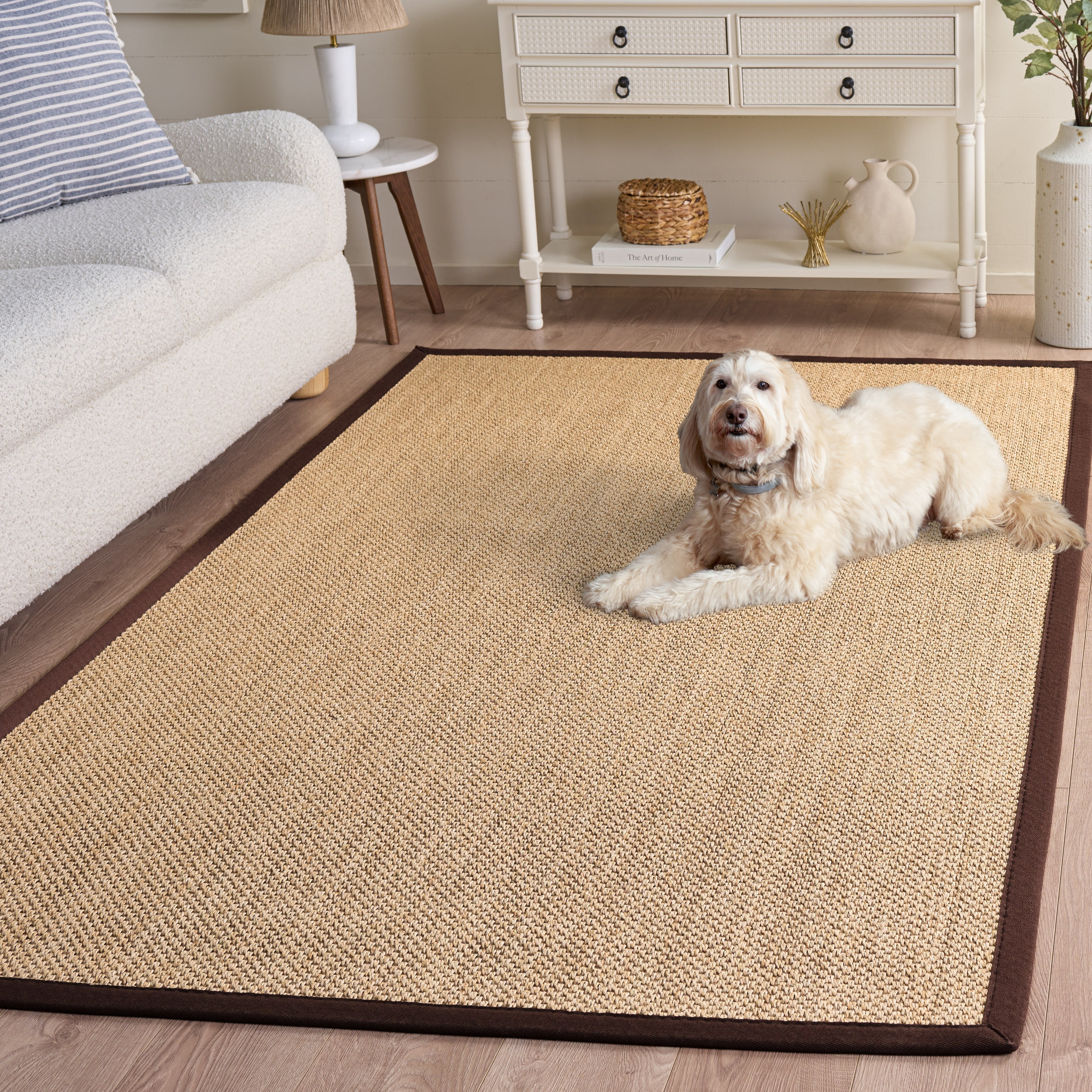 Safavieh Natural Fiber Jovana Solid Area Rug, Maize/Brown, 6' x 9'