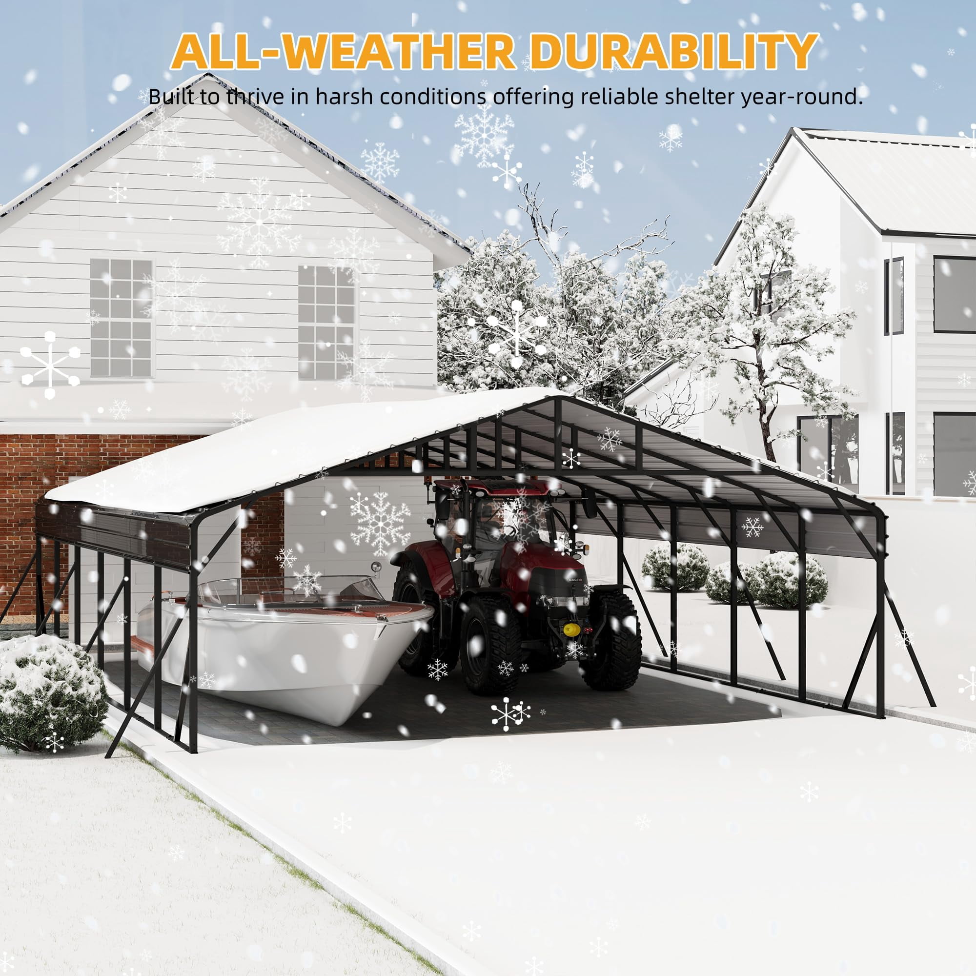 20' x 30' x 8.5' Heavy Duty Metal Carport with Galvanized Steel Roof, Steel Carport Kits Outdoor with Metal Roof, Galvanized Car Shelter for Tractors, Pickup, Boat, Car
