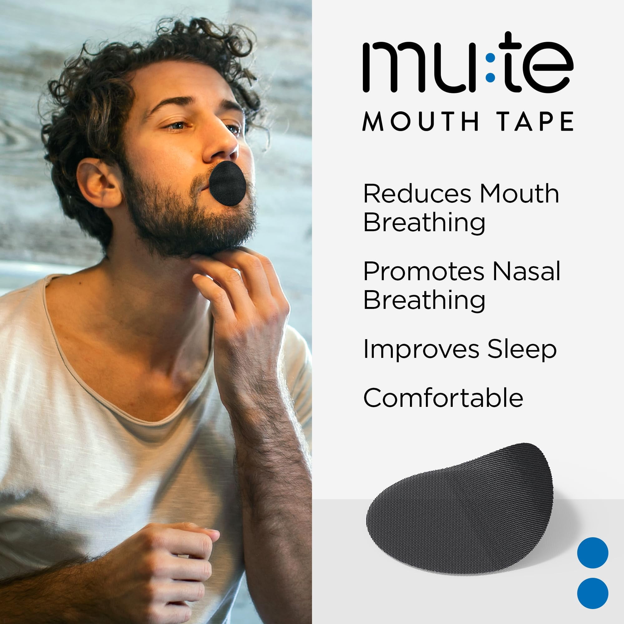 Mute Mouth Tape for Sleeping | 30 Pack | Snore Less & Sleep Better | Nasal Strip Alternative | Comfortable Mouth Tape for Improved Nasal Airflow