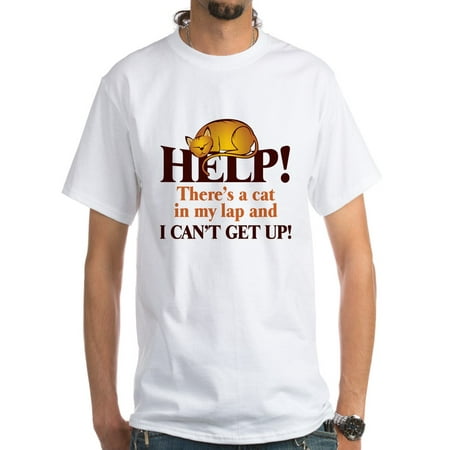 CafePress - Help Theres A Cat In My Lap And I Cant Get Up! T-S - Men's Classic T-Shirts