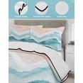 thumbnail image 4 of Quilts Twin XL Size, Turquoise Waves Coastal Soft Comforter Bedding Set for Bed, Teal Ombre Summer Beach Oceans Lightweight Quilted Bedspread with Pillow Cover(2 Pieces) for All Season, 68x98 Inch, 4 of 6