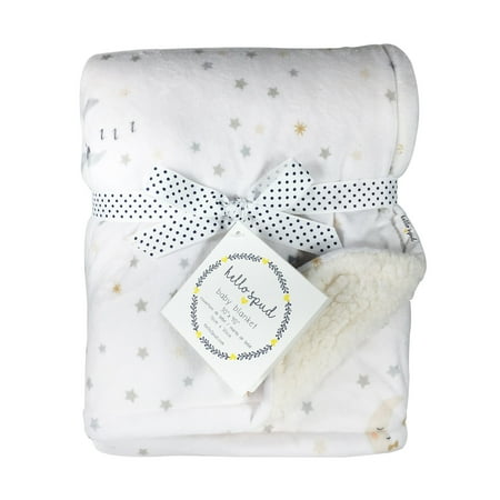 UPC: 0603784753133 | Hello Spud 100% Polyester Plush Baby Blanket Man-on-Moon Gray
