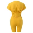 thumbnail image 4 of Summer Shorts for Women, Flowy Athletic Shorts for Women,Trendy Women's Shorts Suit Stylish Two Piece Set Featuring Short Sleeve Crop Top and Bodycon Pants for Clubwear and Casual Outings, 4 of 5