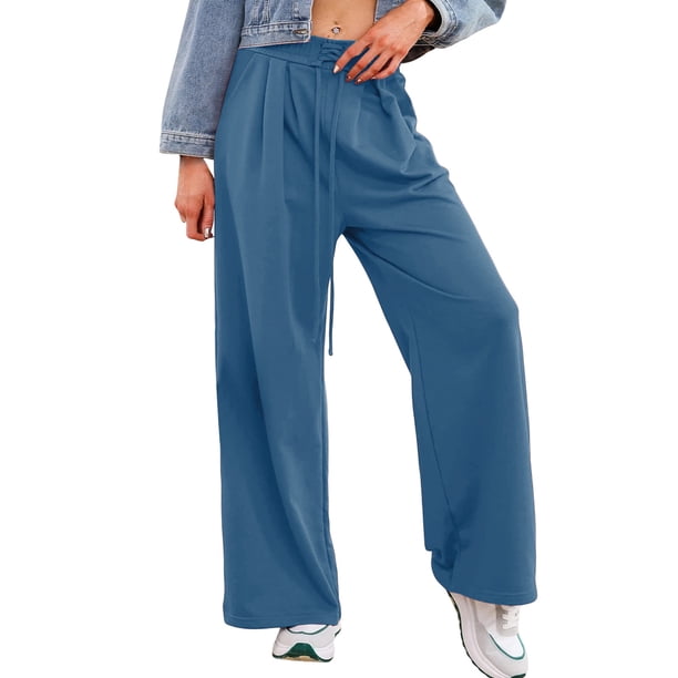 Pincandy Women's Casual Wide Leg Pants - Loose Fit with Tie Waist & Pockets, Comfortable & Stylish for Everyday Wear & Relaxed Outfits