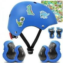 Yiomxhi Adjustable Kids Bike Helmet Set with Knee Elbow and Wrist Pads, Toddler Skateboard Helmet for Ages 3-5-8-14 Boys Girls, Protective Gear Set for Youth, for Scooters Rollerskates