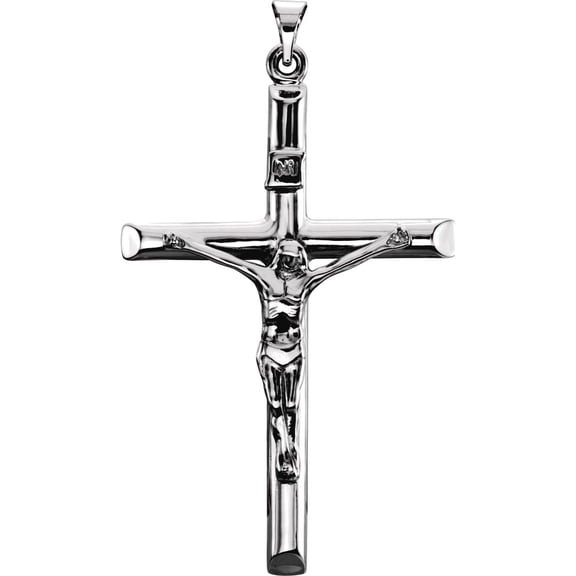 925 Sterling Silver 43x29mm Polished Crucifix Pendant Necklace Pendant for Women - 4.5 Grams