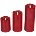 thumbnail image 5 of Northlight LED Flickering Flameless Textured Wax Pillar Candles - 8" - Red - Set of 3, 5 of 6