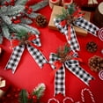 thumbnail image 4 of Dalrosia 6PCS Christmas Bows with Pine Cones Pine Needles Xmas Buffalo Plaid Bows Black White Plaid Ribbon Christmas Tree Wreath Decoration for Xmas Parties Indoor Outdoor Crafts DIY Decor, 4 of 4