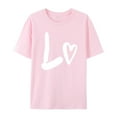 thumbnail image 3 of Pink Office Blouses for Women for Work, Short Sleeve Cute Summer Shirts for Women, Valentine's Day Polyester Tops for Women, Men And Women With Valentine's Day Love Printed Couple T Shirt Top, 3 of 6