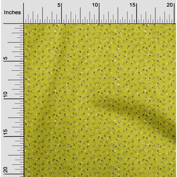 oneOone Cotton Cambric Lime Green Fabric Leaves,Floral & Triangle Geometric Sewing Material Print Fabric By The Yard 42 Inch Wide
