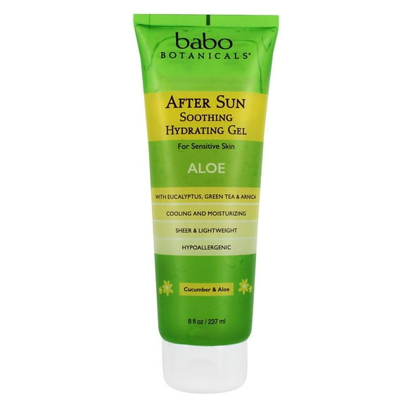 Babo Botanicals - Gel Hydratant Apaisant après-Soleil pour Peau Sensible Concombre et Aloe - 8 fl oz