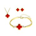 thumbnail image 1 of Juego de 3 collares y pendientes de trébol de cuatro hojas de oro rosa, joyería simple con colgante de doble cara para mujeres, niñas y adolescentes, regalo, 1 of 2